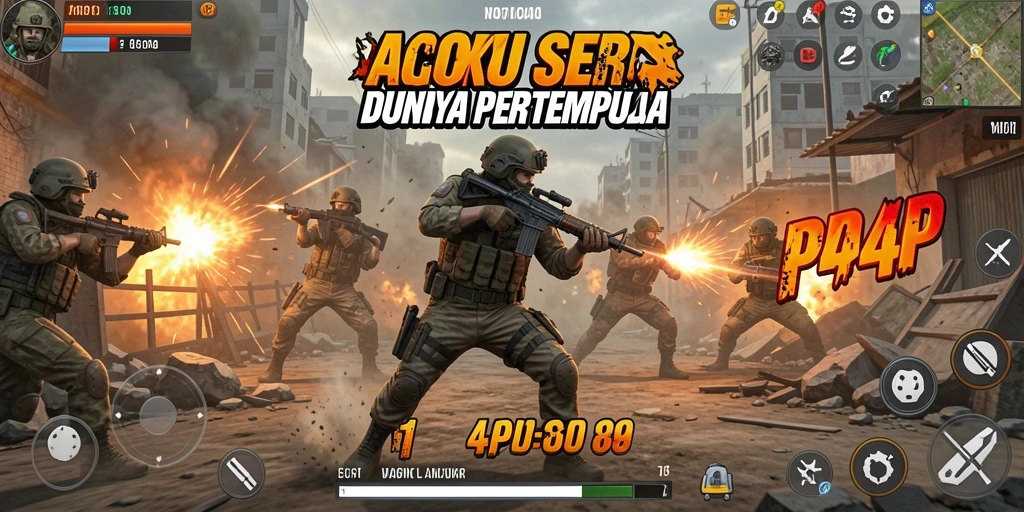 Tampilan gameplay penuh aksi di 4P4P dengan pertempuran yang intens.