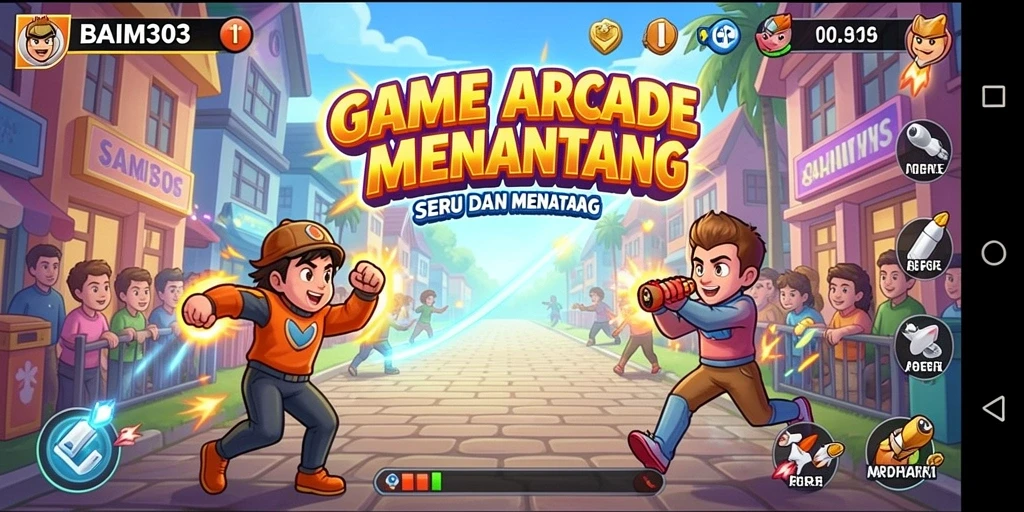 Tangkapan layar BAIM303 memperlihatkan aksi seru dalam gameplay Arcade.