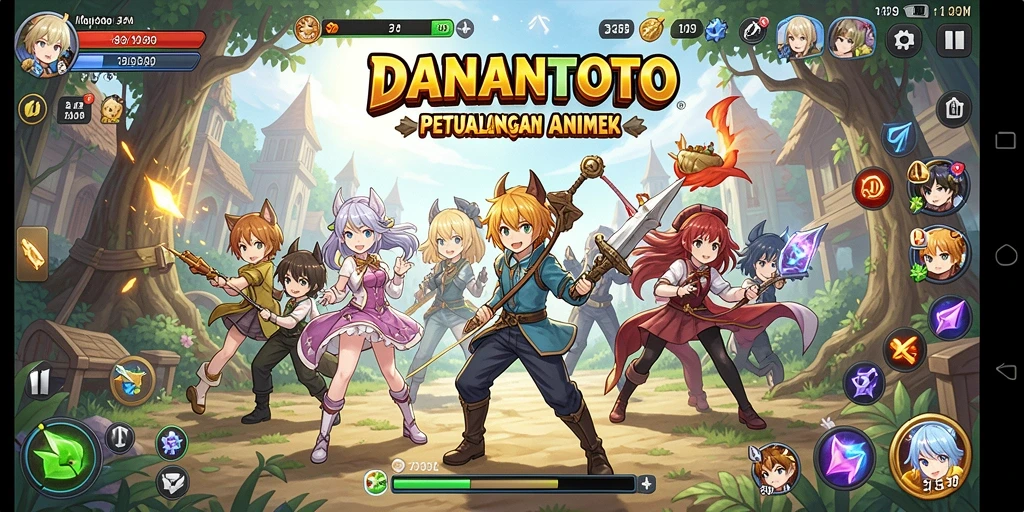 Tampilan gameplay seru dari DANANTOTO yang menampilkan aksi karakter Anime.