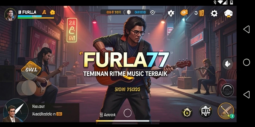 Tampilan screenshot dari gameplay FURLA77 yang menampilkan momen seru bermain musik.