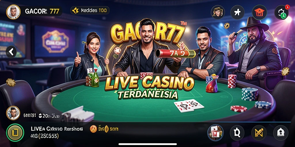 Tangkapan layar GACOR77 menunjukkan permainan Live Casino yang menarik.