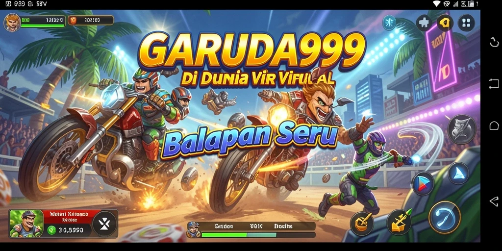 Tampilan gameplay balapan yang mendebarkan dari GARUDA999.