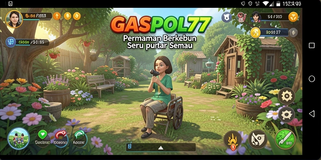Tampilan gameplay seru dalam GASPOL77 dengan aktivitas berkebun.