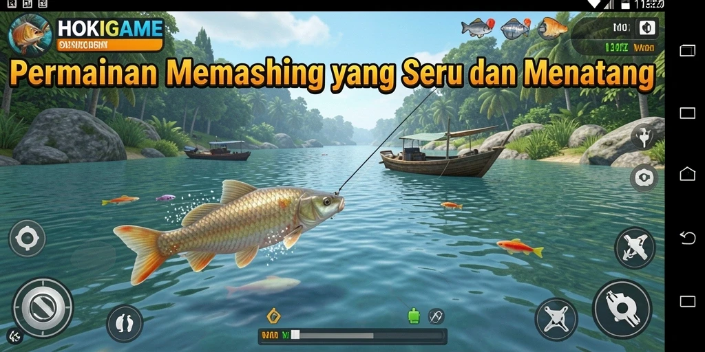 Tampilan gameplay HOKIGAME yang menarik saat memancing di laut.