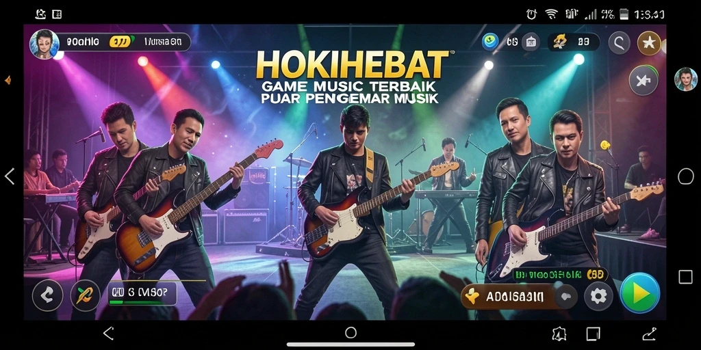 Screenshot HOKIHEBAT menampilkan aksi gameplay yang seru dengan lagu-lagu favorit.