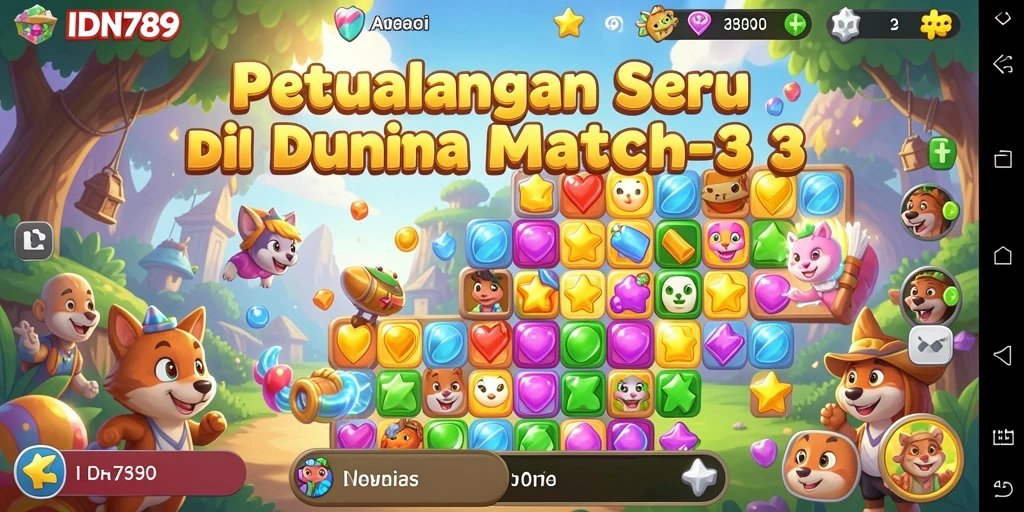 Tampilan gameplay IDN789 dengan karakter warna-warni dan tantangan seru.