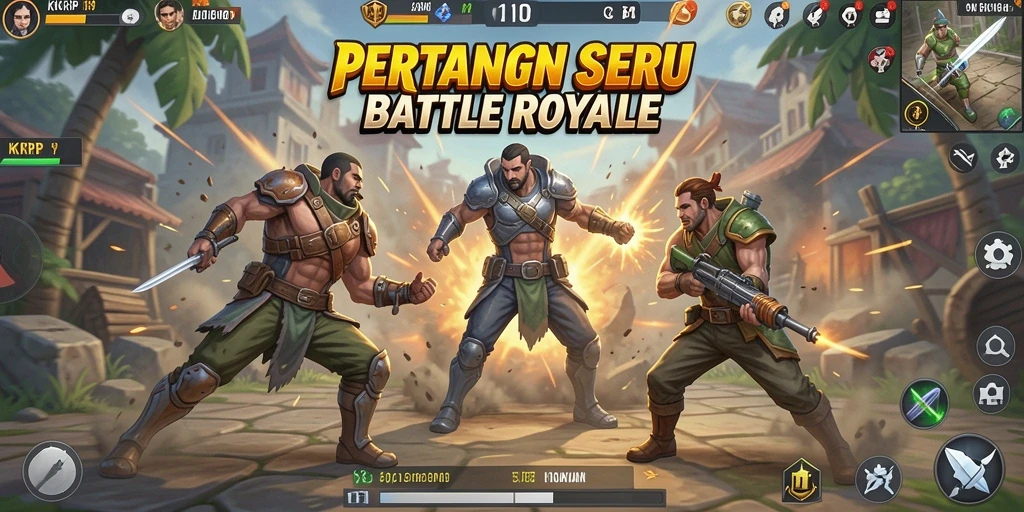 Screenshot KKRP menampilkan aksi pertempuran Battle Royale yang intens.