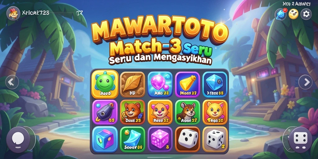 Tangkapan layar gameplay MAWARTOTO dengan aksi mencocokkan item.
