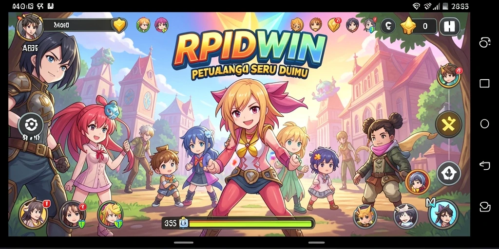 Tampilan gameplay RPIDWIN dengan karakter Anime yang menarik.