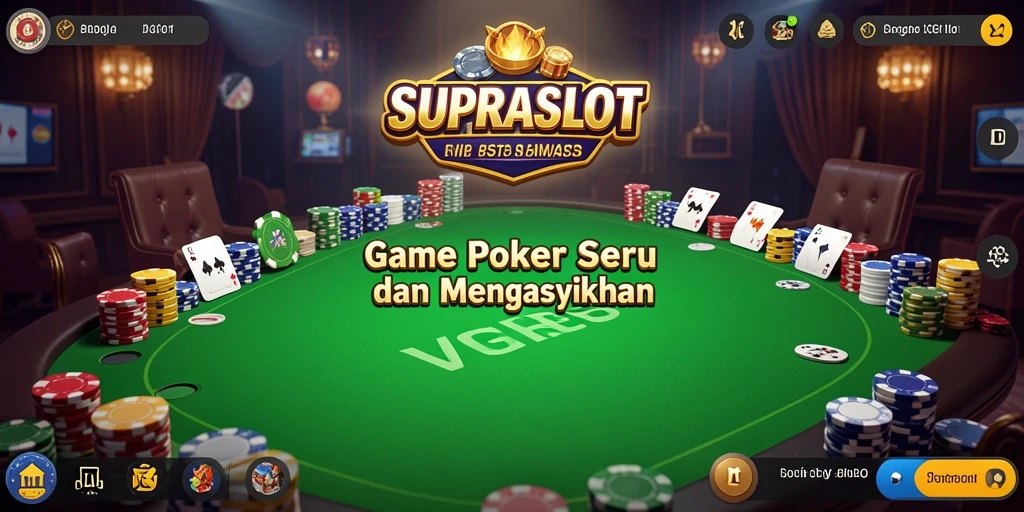 Screenshot SUPRASLOT menunjukkan suasana seru saat bermain Poker.